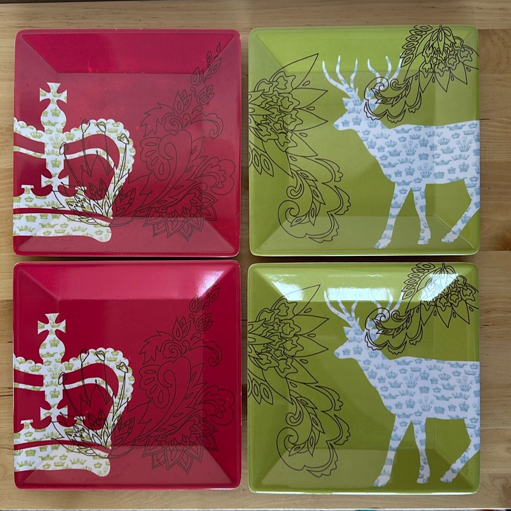 Working Class Studio Royal Theme Melamine Plates, Set of Four
